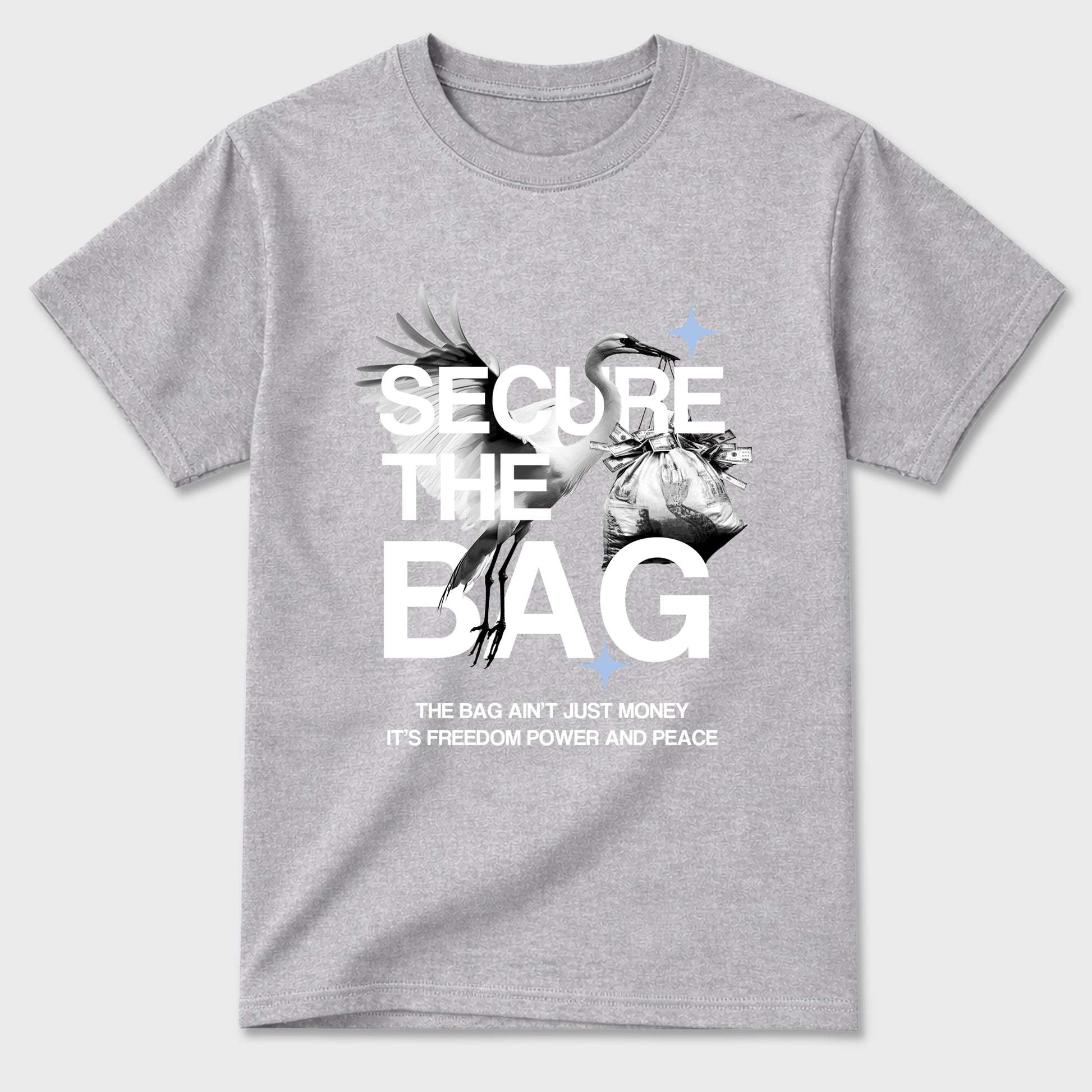 Sneaker match tees – Sneaker Tees To Match Air Jordan 5 White Metallic Shoes – Secure The Bag Tee Heather Grey 2
