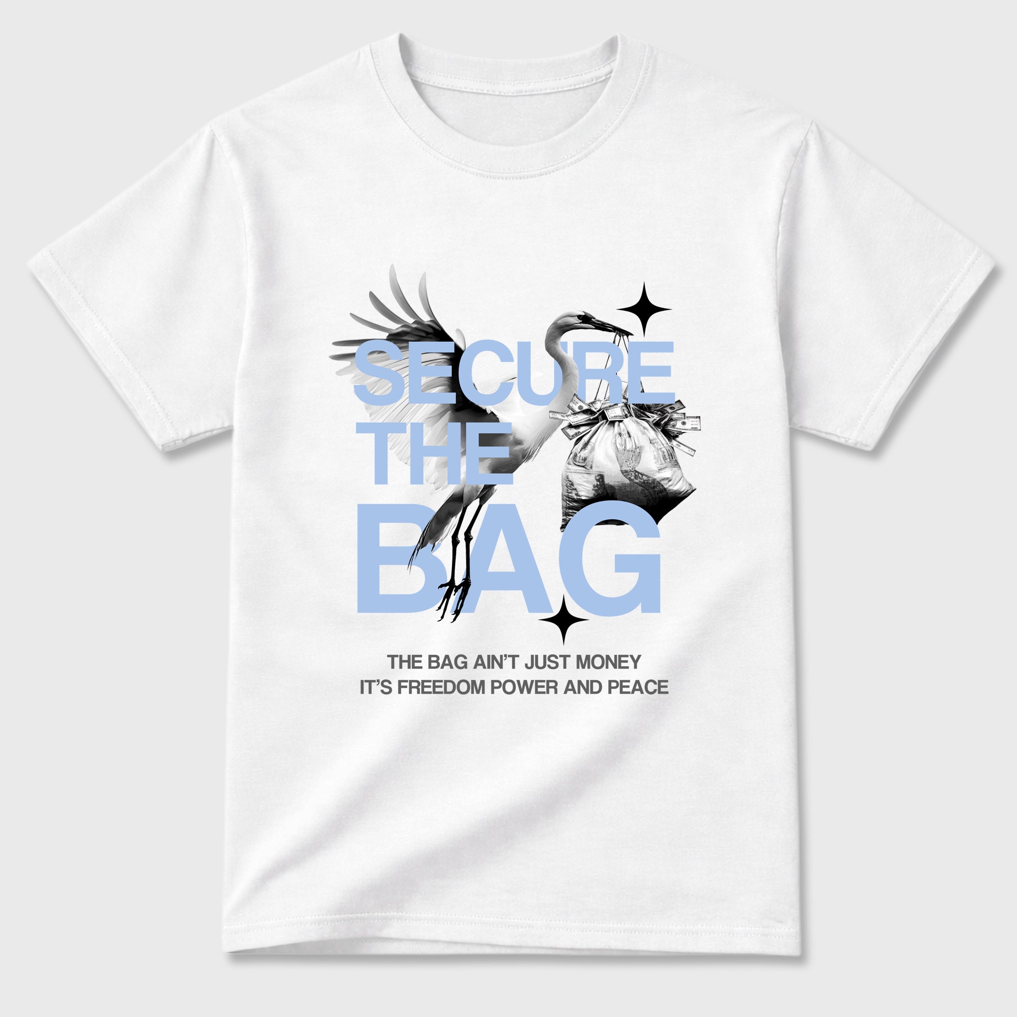 Sneaker match tees – Sneaker Tees To Match Air Jordan 5 White Metallic Shoes – Secure The Bag Tee White 2