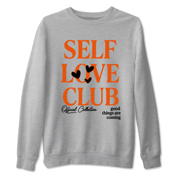 Self Love Club sneaker match t-shirt styled to complete your fit with the Air Jordan 1 Shattered Backboard sneakers, shown in Heather Grey 2.