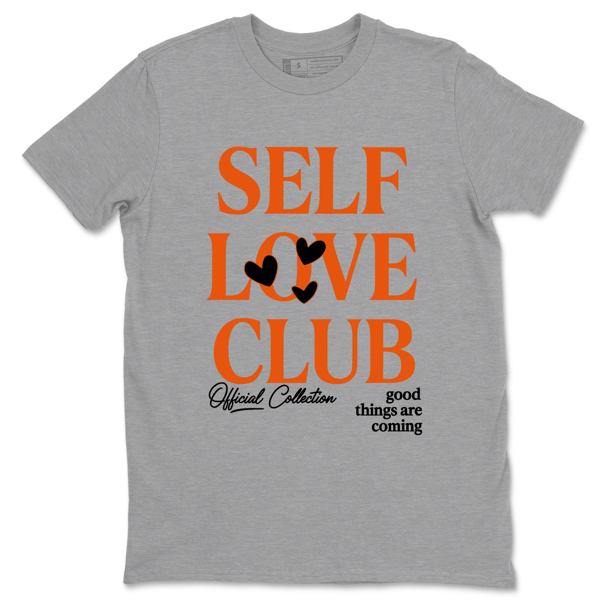 Self Love Club sneaker match t-shirt styled to complete your fit with the Air Jordan 1 Shattered Backboard sneakers, shown in Heather Grey 2.