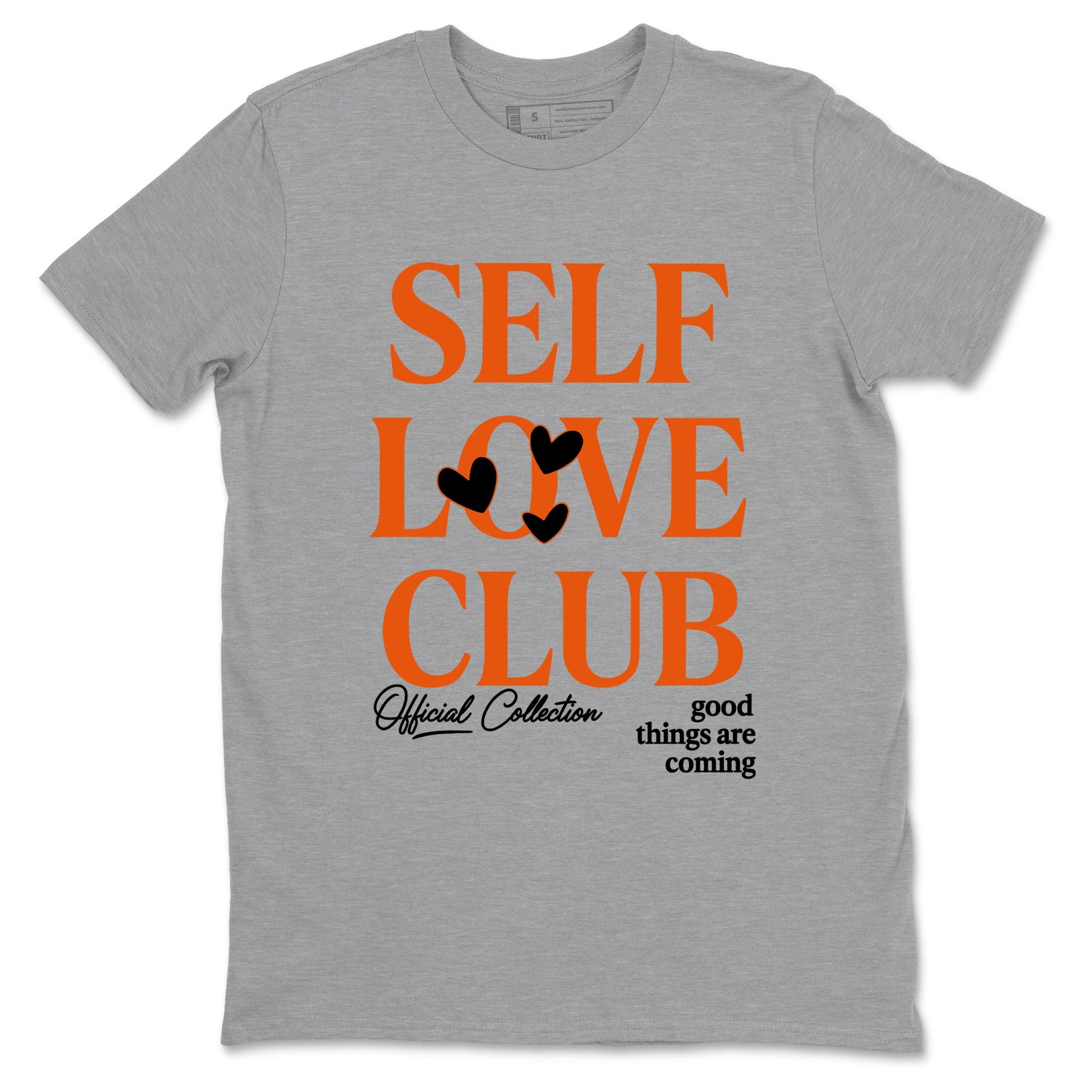 Self Love Club sneaker match t-shirt styled to complete your fit with the Air Jordan 1 Shattered Backboard sneakers, shown in Heather Grey 2.