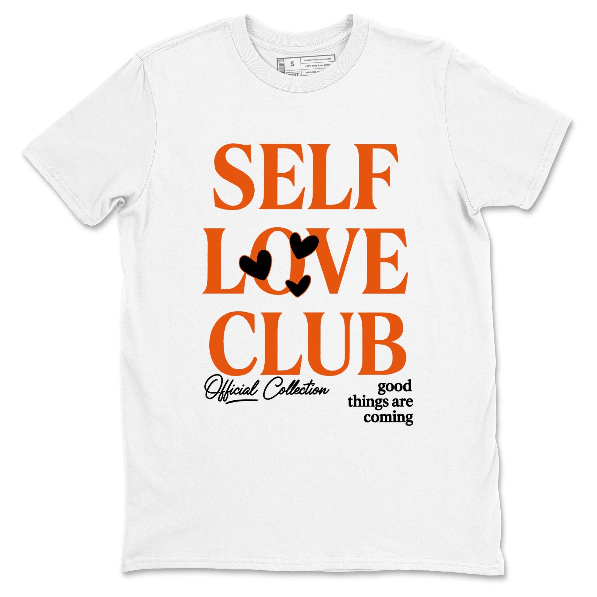 Self Love Club sneaker match t-shirt styled to complete your fit with the Air Jordan 1 Shattered Backboard sneakers, shown in White 2.
