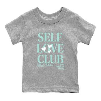 Self Love Club baby and kids t-shirt crafted for little sneakerheads to shine with the Air Jordan 11 Igloo sneakers, displayed in Heather Grey 2.