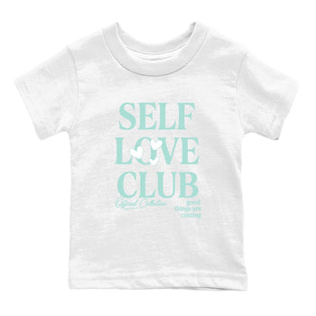 Self Love Club baby and kids t-shirt crafted for little sneakerheads to shine with the Air Jordan 11 Igloo sneakers, displayed in White 2.