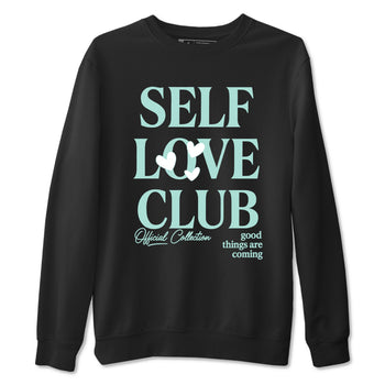 Self Love Club sneaker match t-shirt styled to complete your fit with the Air Jordan 11 Igloo sneakers, shown in Black 2.
