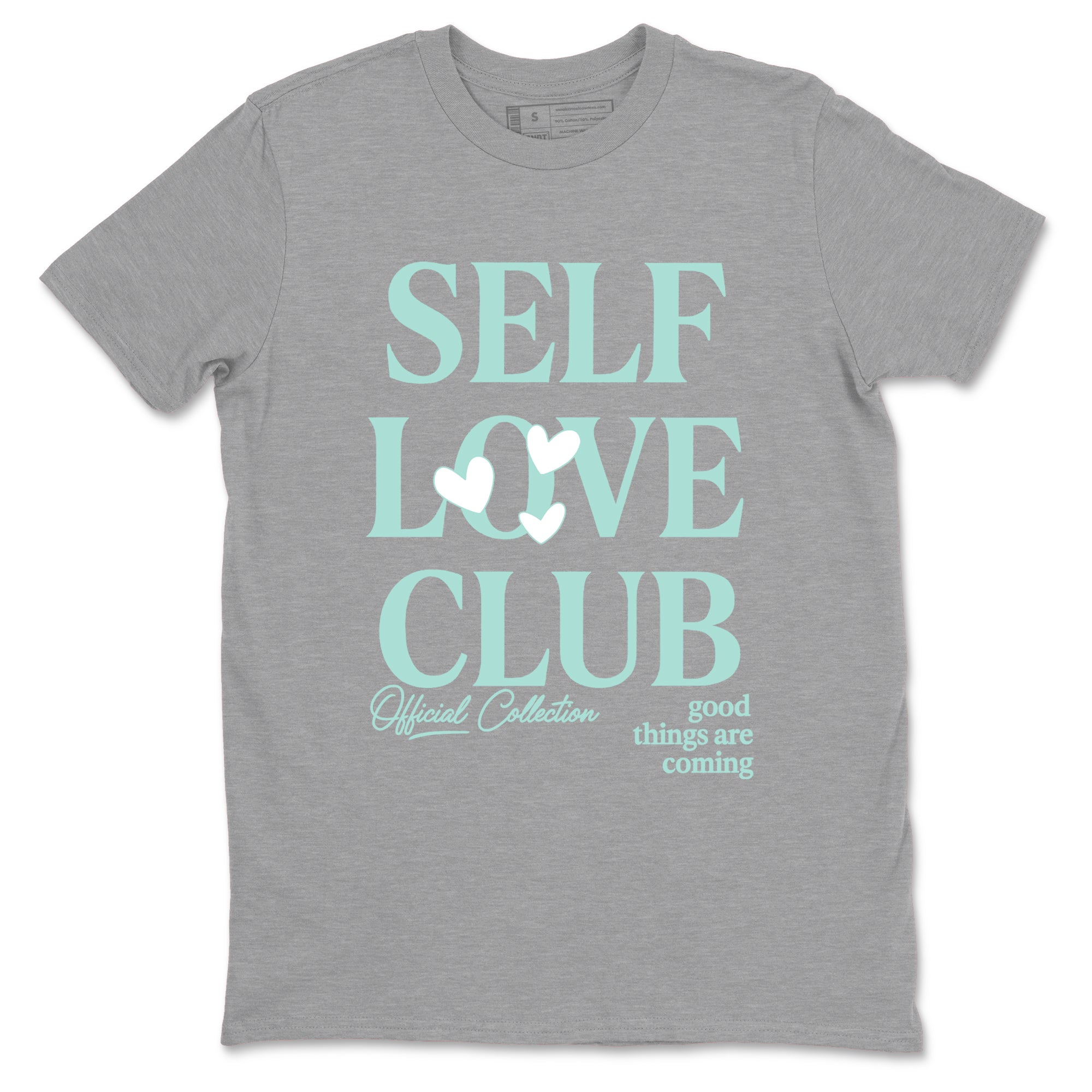 Self Love Club sneaker match t-shirt styled to complete your fit with the Air Jordan 11 Igloo sneakers, shown in Heather Grey 2.