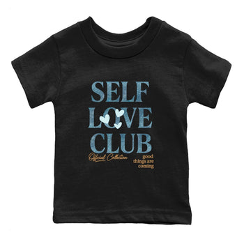 Sneaker match tees – Sneaker Tees To Match 4s Worn Blue Air Jordan 4 Denim Shoes – Self Love Club Kids T-Shirt Black 2