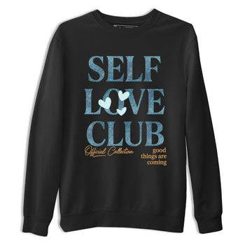 Sneaker match tees – Sneaker Tees To Match 4s Worn Blue Air Jordan 4 Denim Shoes – Self Love Club Tee Black 2