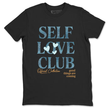 Sneaker match tees – Sneaker Tees To Match 4s Worn Blue Air Jordan 4 Denim Shoes – Self Love Club Tee Black 2