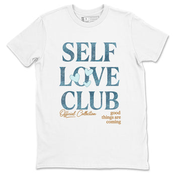 Sneaker match tees – Sneaker Tees To Match 4s Worn Blue Air Jordan 4 Denim Shoes – Self Love Club Tee White 2
