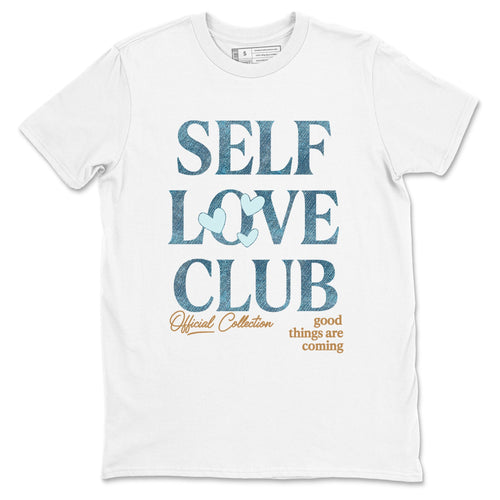 Sneaker match tees – Sneaker Tees To Match 4s Worn Blue Air Jordan 4 Denim Shoes – Self Love Club Tee White 2