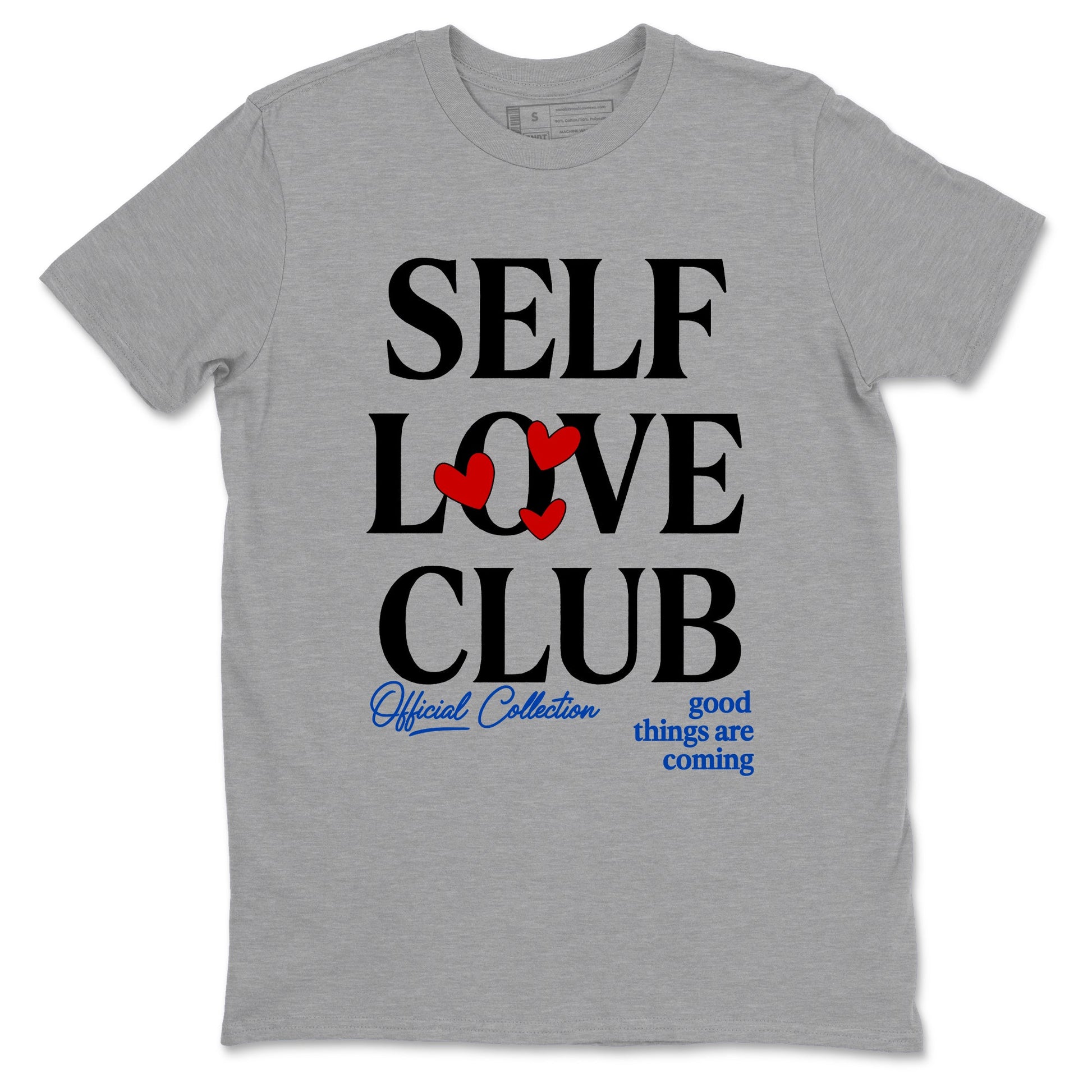 Self Love Club sneaker match t-shirt styled to complete your fit with the Air Jordan 4 Rare Air sneakers, shown in Heather Grey 2.