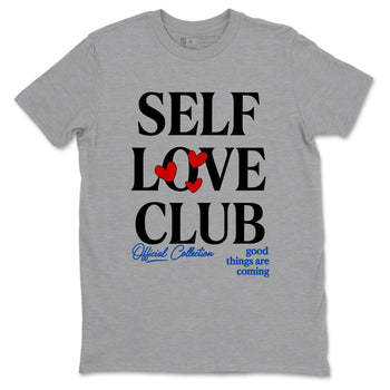 Self Love Club sneaker match t-shirt styled to complete your fit with the Air Jordan 4 Rare Air sneakers, shown in Heather Grey 2.