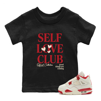 Sneaker match tees – Sneaker Tees To Match Air Jordan 4 Valentines Day Shoes – Self Love Club Kids T-Shirt Black 1