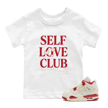 Sneaker match tees – Sneaker Tees To Match Air Jordan 4 Valentines Day Shoes – Self Love Club Kids T-Shirt White 1