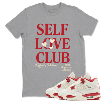Sneaker match tees – Sneaker Tees To Match Air Jordan 4 Valentines Day Shoes – Self Love Club Tee Heather Grey 1