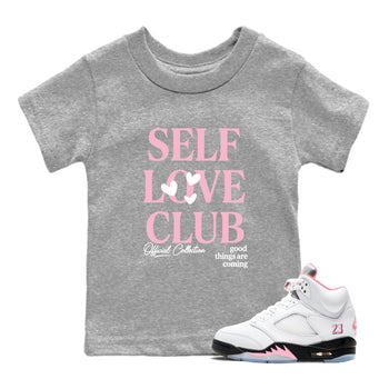 Sneaker match tees – Sneaker Tees To Match Air Jordan 5 35th Anniversary Shoes – Self Love Club Kids T-Shirt Heather Grey 1