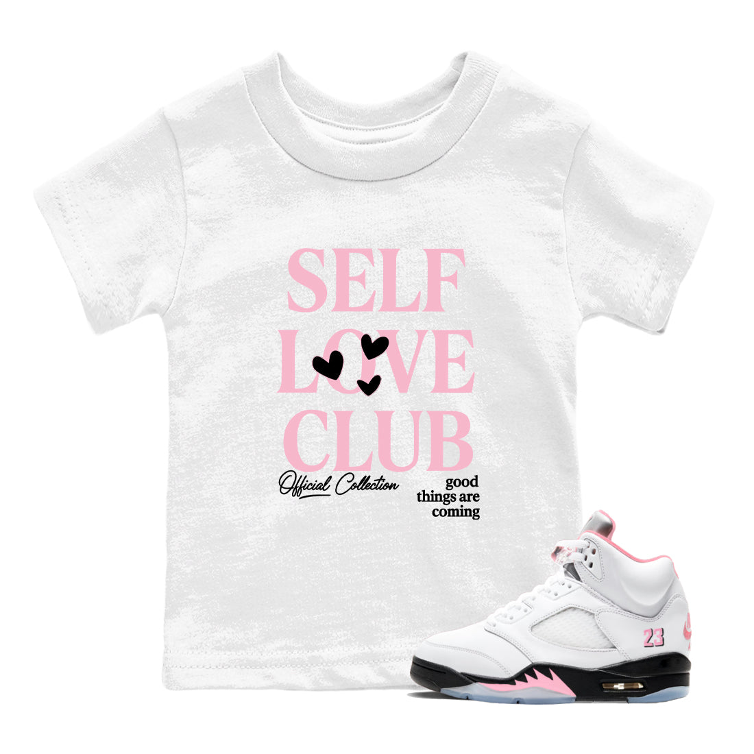 Sneaker match tees – Sneaker Tees To Match Air Jordan 5 35th Anniversary Shoes – Self Love Club Kids T-Shirt White 1