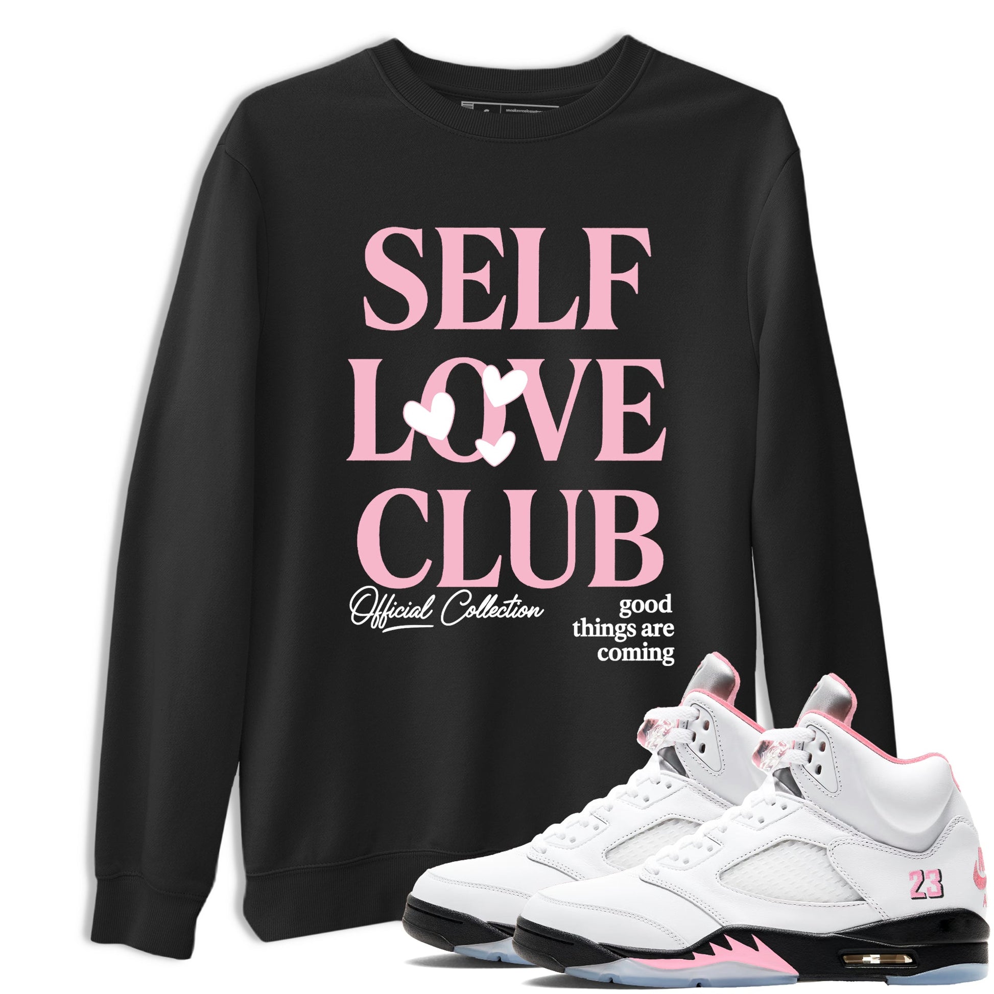 Sneaker match tees – Sneaker Tees To Match Air Jordan 5 35th Anniversary Shoes – Self Love Club Tee Black 1