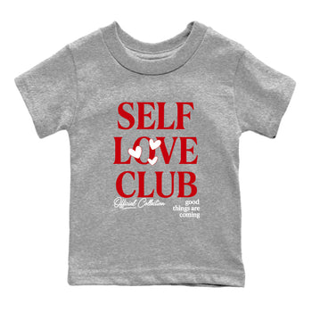 5s Fire Red Sneaker match tees – Sneaker Tees To Match Jordan 5 Retro Fire Red Sneakers – Self Love Club Kids Graphic T-Shirt Heather Grey 2