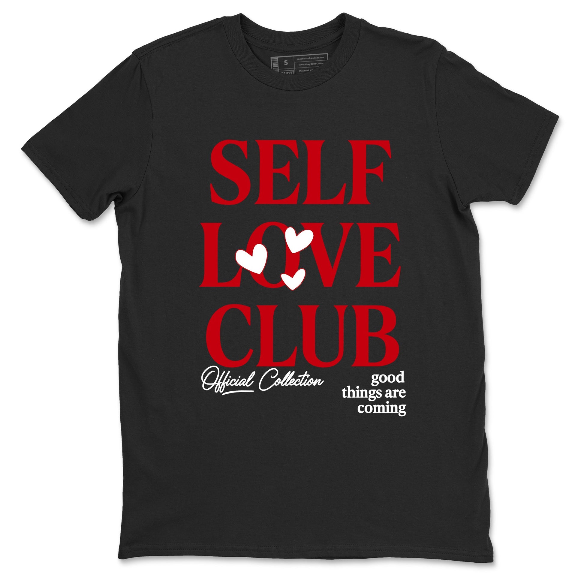5s Fire Red Sneaker match tees – Sneaker Tees To Match Jordan 5 Retro Fire Red Sneakers – Self Love Club Graphic Tee Black 2