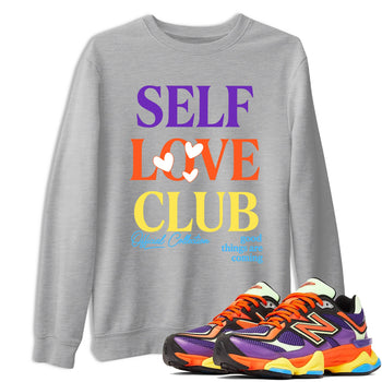 Sneaker Threads – Sneaker Tees To Match New Balance 9060 Prism Purple – Self Love Club Graphic Tee Heather Grey 1. Perfect for Jordan releases 2025 colorways.
