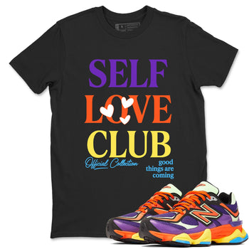 Sneaker Threads – Sneaker Tees To Match New Balance 9060 Prism Purple – Self Love Club Graphic Tee Black 1. Perfect for Jordan releases 2025 colorways.