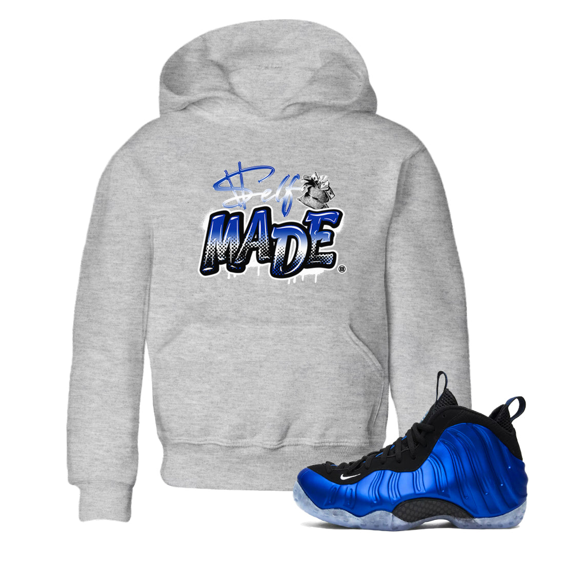 Air Foamposite One Royal shirts to match jordans Self Made sneaker match tees Air Foamposite One Royal SNRT Sneaker Release Tees Youth Baby Heather Grey 1 crew neck shirts