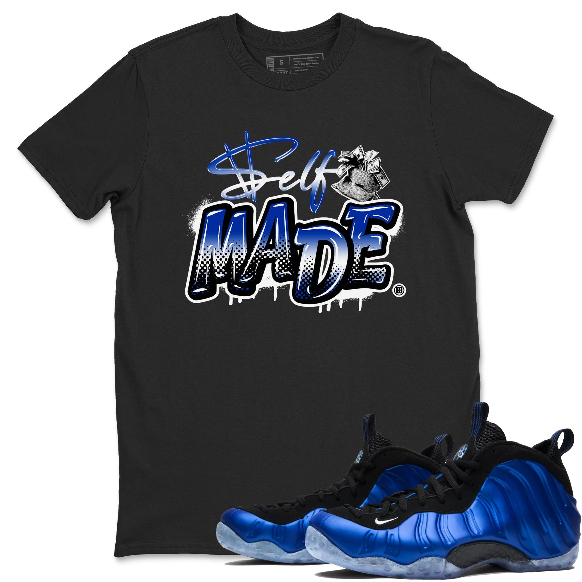 Air Foamposite One Royal shirts to match jordans Self Made sneaker match tees Air Foamposite One Royal SNRT Sneaker Release Tees unisex cotton Black 1 crew neck shirts
