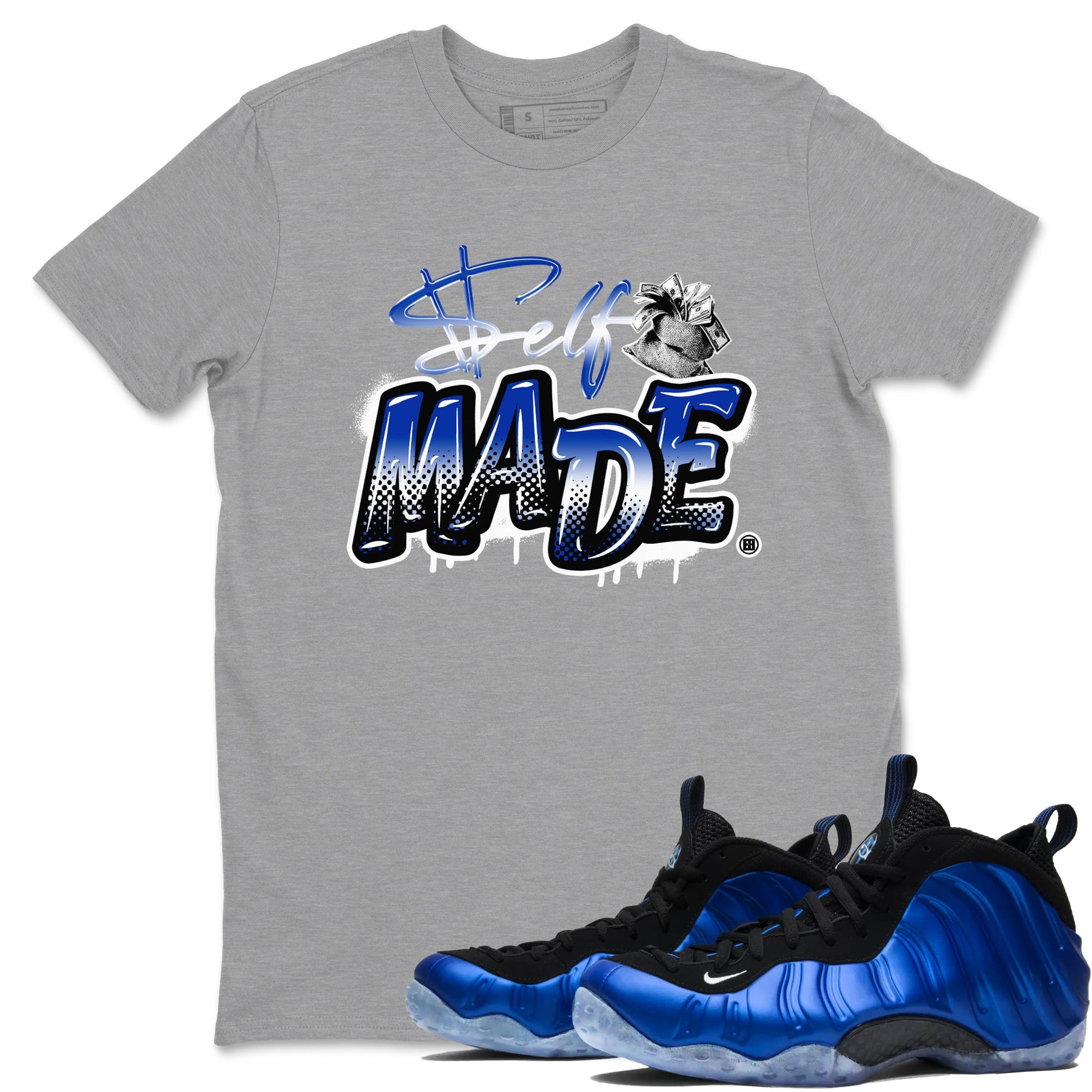 Air Foamposite One Royal shirts to match jordans Self Made sneaker match tees Air Foamposite One Royal SNRT Sneaker Release Tees unisex cotton Heather Grey 1 crew neck shirts
