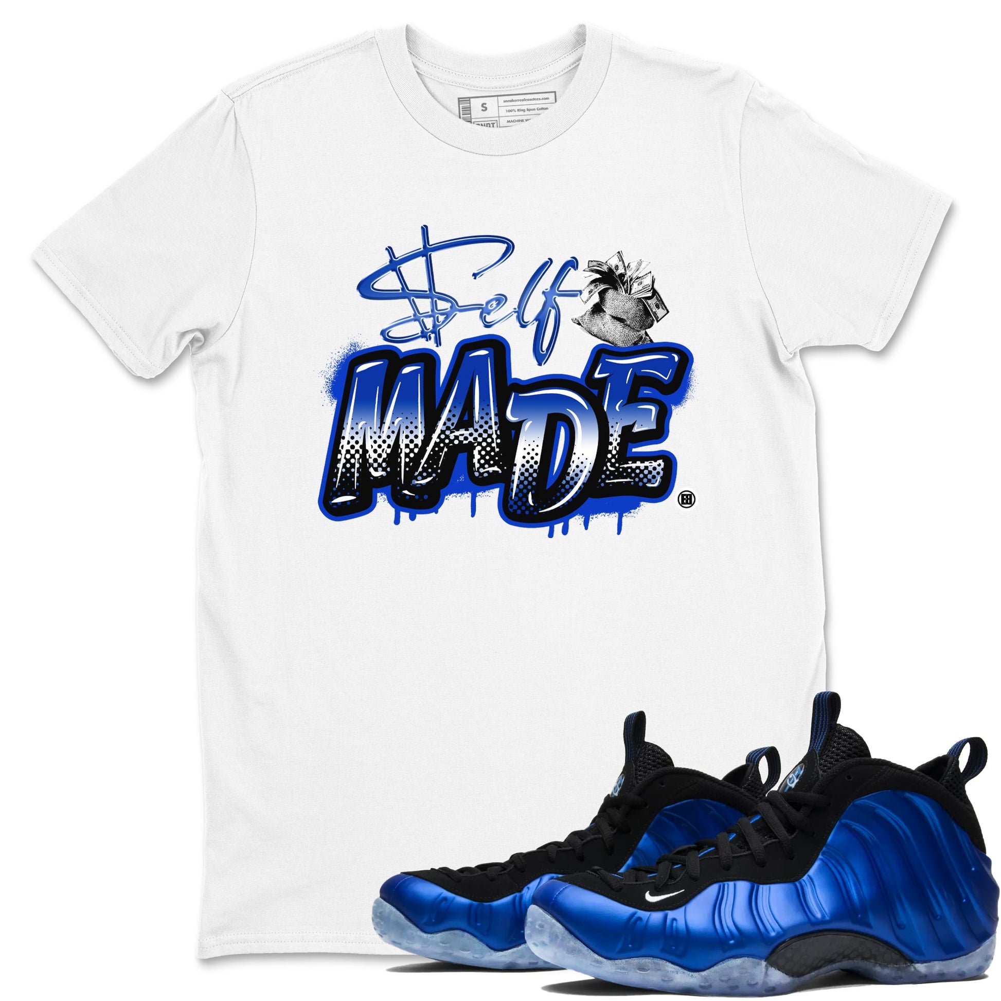 Air Foamposite One Royal shirts to match jordans Self Made sneaker match tees Air Foamposite One Royal SNRT Sneaker Release Tees unisex cotton White 1 crew neck shirts