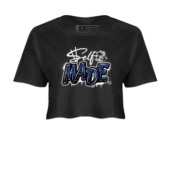 1s Midnight Navy shirts to match jordans Self Made sneaker match tees Air Jordan 1 Midnight Navy match shoes to clothes SNRT Sneaker Tees unisex cotton Black 2 crop tee