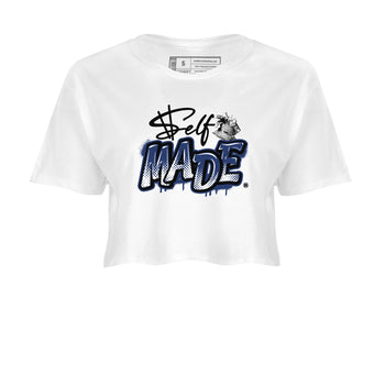 1s Midnight Navy shirts to match jordans Self Made sneaker match tees Air Jordan 1 Midnight Navy match shoes to clothes SNRT Sneaker Tees unisex cotton White 2 crop tee