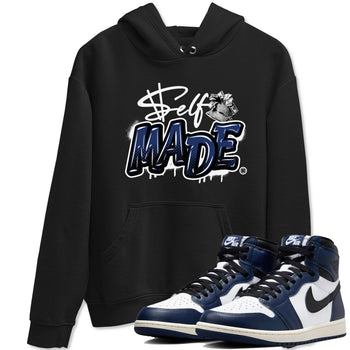 1s Midnight Navy shirts to match jordans Self Made sneaker match tees Air Jordan 1 Midnight Navy match shoes to clothes SNRT Sneaker Tees unisex cotton Black 1 shirts