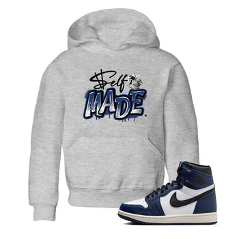1s Midnight Navy shirts to match jordans Self Made sneaker match tees Air Jordan 1 Midnight Navy match shoes to clothes SNRT Sneaker Tees Youth Baby Heather Grey 1 tee