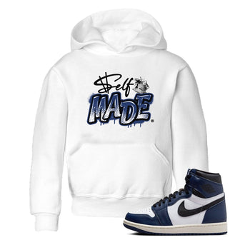 1s Midnight Navy shirts to match jordans Self Made sneaker match tees Air Jordan 1 Midnight Navy match shoes to clothes SNRT Sneaker Tees Youth Baby White 1 tee