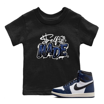1s Midnight Navy shirts to match jordans Self Made sneaker match tees Air Jordan 1 Midnight Navy match shoes to clothes SNRT Sneaker Tees Youth Baby Black 1 tee