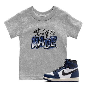 1s Midnight Navy shirts to match jordans Self Made sneaker match tees Air Jordan 1 Midnight Navy match shoes to clothes SNRT Sneaker Tees Youth Baby Heather Grey 1 tee