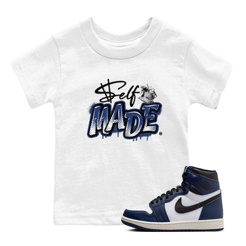 1s Midnight Navy shirts to match jordans Self Made sneaker match tees Air Jordan 1 Midnight Navy match shoes to clothes SNRT Sneaker Tees Youth Baby White 1 tee