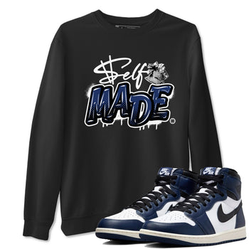 1s Midnight Navy shirts to match jordans Self Made sneaker match tees Air Jordan 1 Midnight Navy match shoes to clothes SNRT Sneaker Tees unisex cotton Black 1 shirts