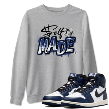 1s Midnight Navy shirts to match jordans Self Made sneaker match tees Air Jordan 1 Midnight Navy match shoes to clothes SNRT Sneaker Tees unisex cotton Heather Grey 1 shirts