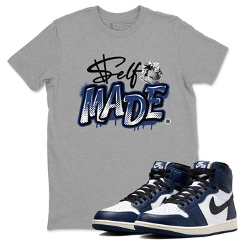 1s Midnight Navy shirts to match jordans Self Made sneaker match tees Air Jordan 1 Midnight Navy match shoes to clothes SNRT Sneaker Tees unisex cotton Heather Grey 1 shirts