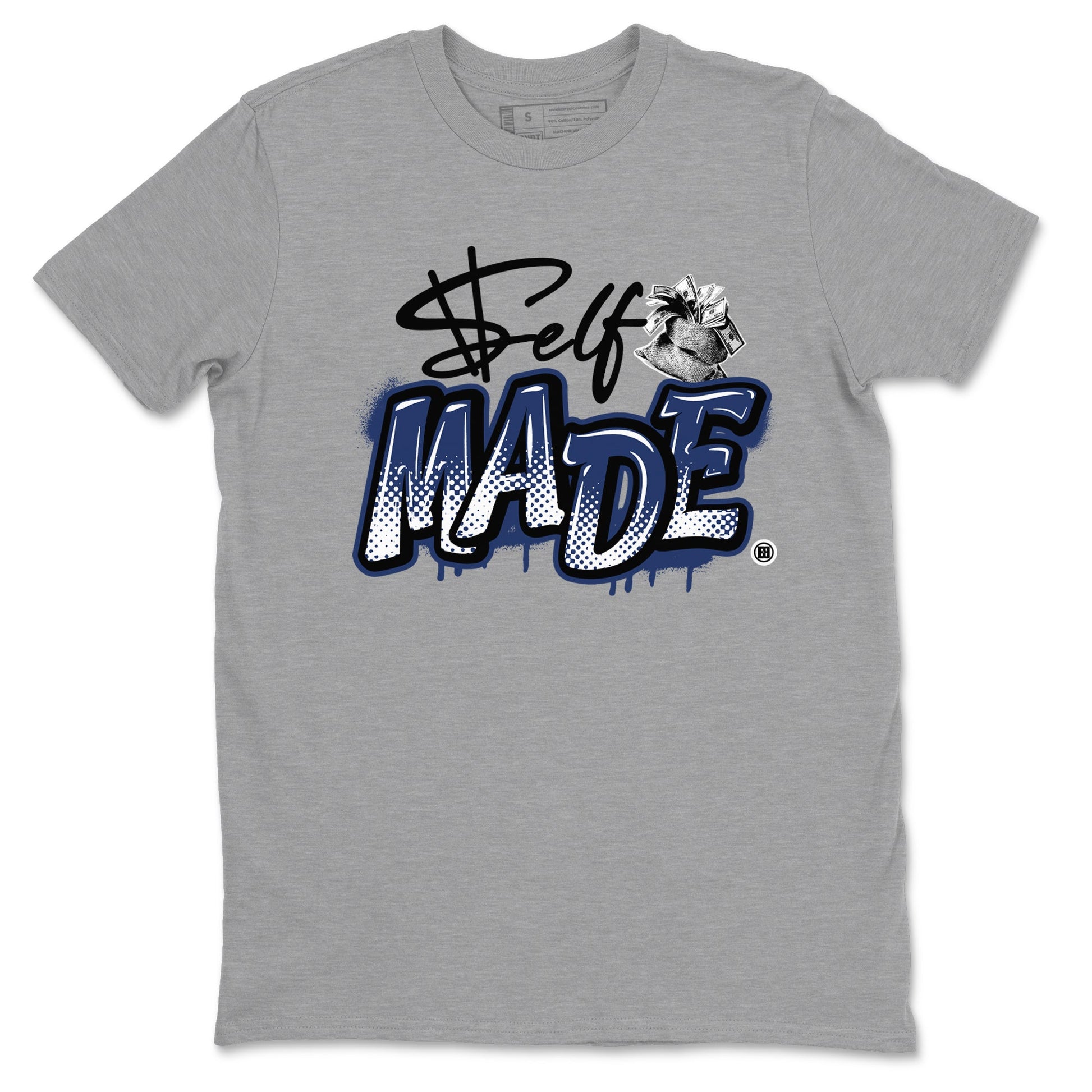 1s Midnight Navy shirts to match jordans Self Made sneaker match tees Air Jordan 1 Midnight Navy match shoes to clothes SNRT Sneaker Tees unisex cotton Heather Grey 2 shirts