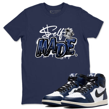 1s Midnight Navy shirts to match jordans Self Made sneaker match tees Air Jordan 1 Midnight Navy match shoes to clothes SNRT Sneaker Tees unisex cotton Navy 1 shirts