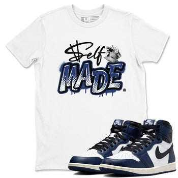 1s Midnight Navy shirts to match jordans Self Made sneaker match tees Air Jordan 1 Midnight Navy match shoes to clothes SNRT Sneaker Tees unisex cotton White 1 shirts
