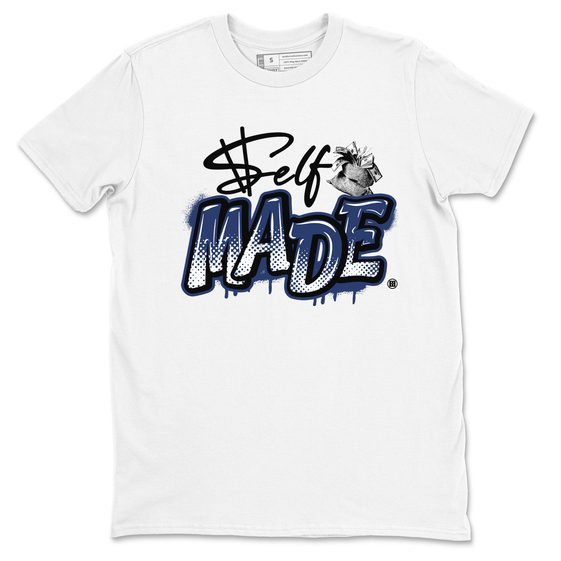 1s Midnight Navy shirts to match jordans Self Made sneaker match tees Air Jordan 1 Midnight Navy match shoes to clothes SNRT Sneaker Tees unisex cotton White 2 shirts