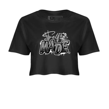 12s Black Wolf Grey shirts to match jordans Self Made sneaker match tees 12s Barons Grey SNRT Sneaker Release Tees unisex cotton Black 2 Crop Shirts