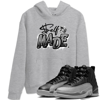 12s Black Wolf Grey shirts to match jordans Self Made sneaker match tees 12s Barons Grey SNRT Sneaker Release Tees unisex cotton Heather Grey 1 crew neck shirts