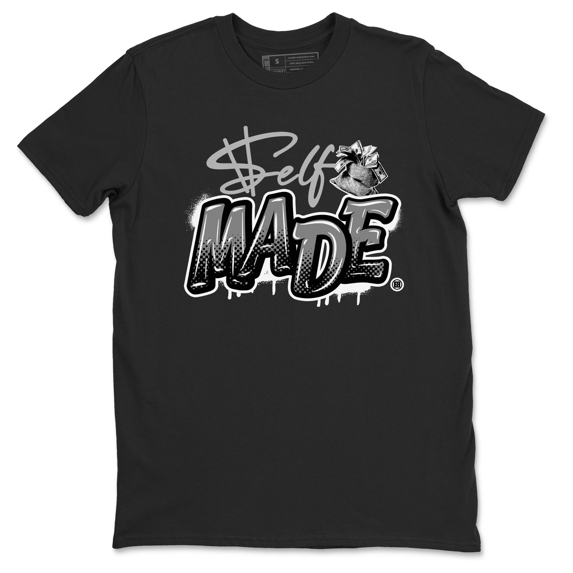 12s Black Wolf Grey shirts to match jordans Self Made sneaker match tees 12s Barons Grey SNRT Sneaker Release Tees unisex cotton Black 2 crew neck shirts