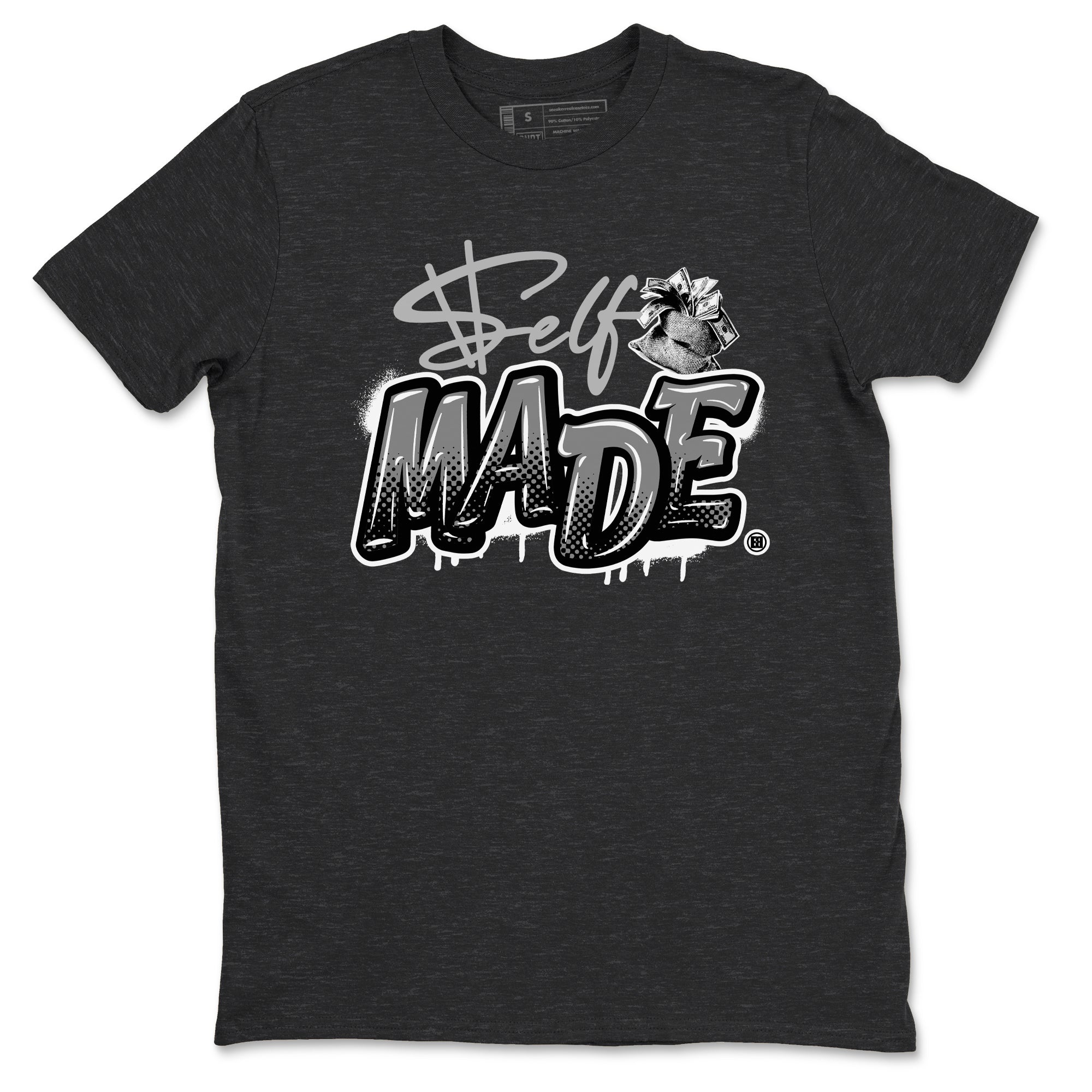 12s Black Wolf Grey shirts to match jordans Self Made sneaker match tees 12s Barons Grey SNRT Sneaker Release Tees unisex cotton Charcoal Heather 2 crew neck shirts